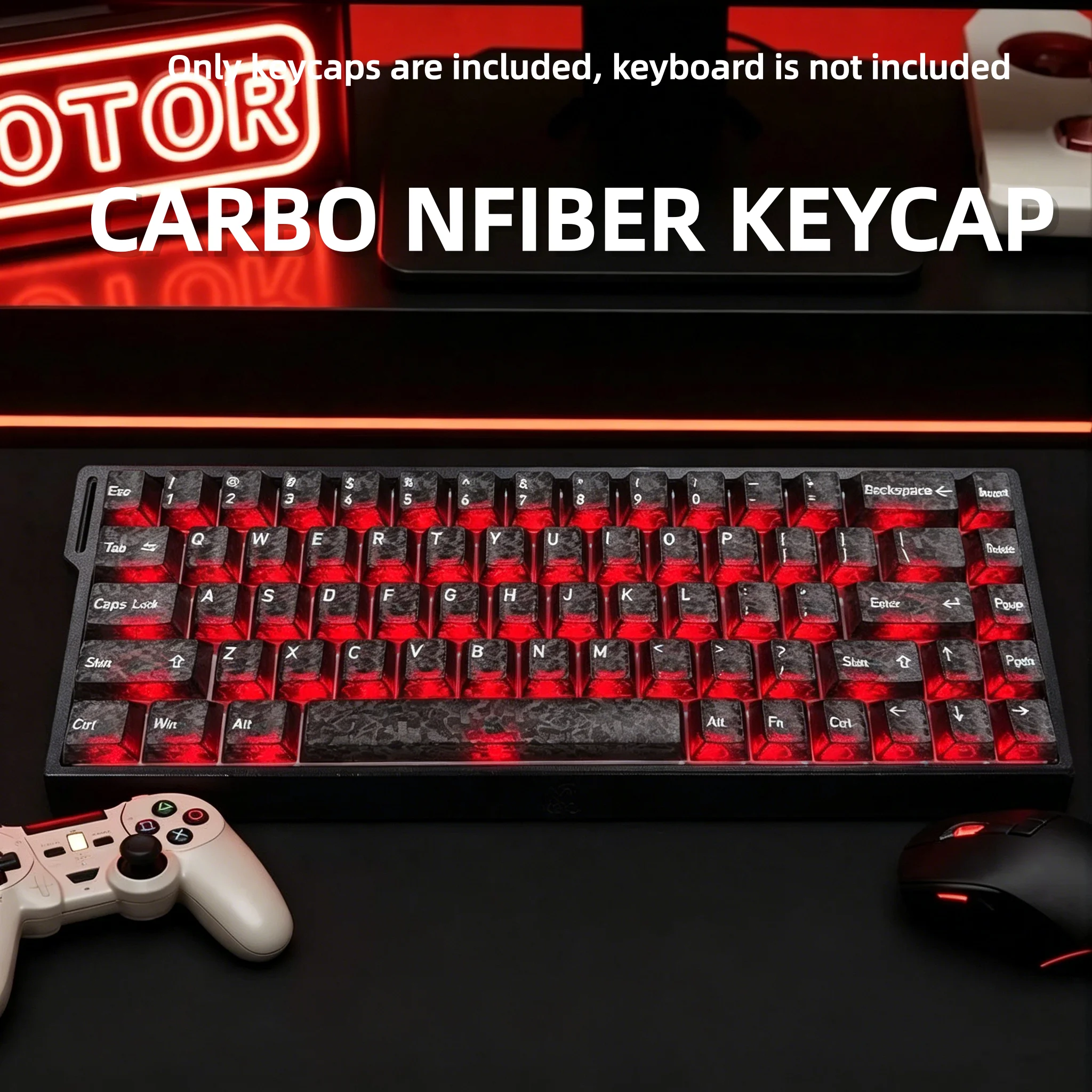 Gaming Keyboard 2026 - 2026 Yeni Dövme Karbon Fiber Şeffaf