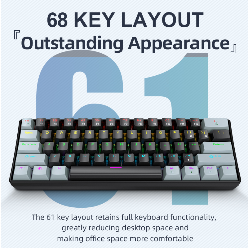 Gaming Keyboard Hot Swappable - APAYADO K61 Mini Mekanik Klavye,Kablolu,61 Tuş,Phantom