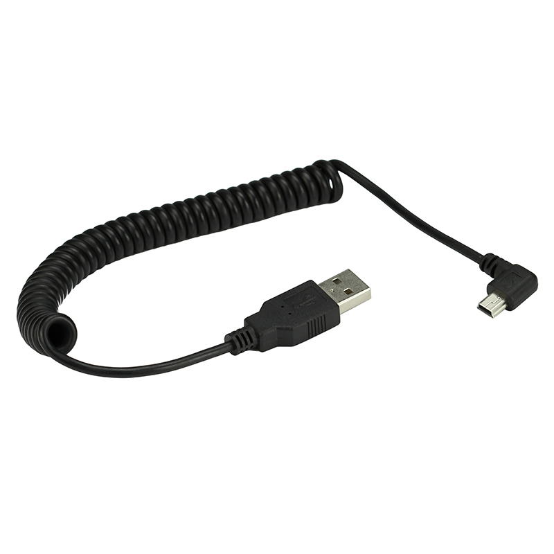 Coiled Usb Cable - MINI USB 5Pin 90 derece sol