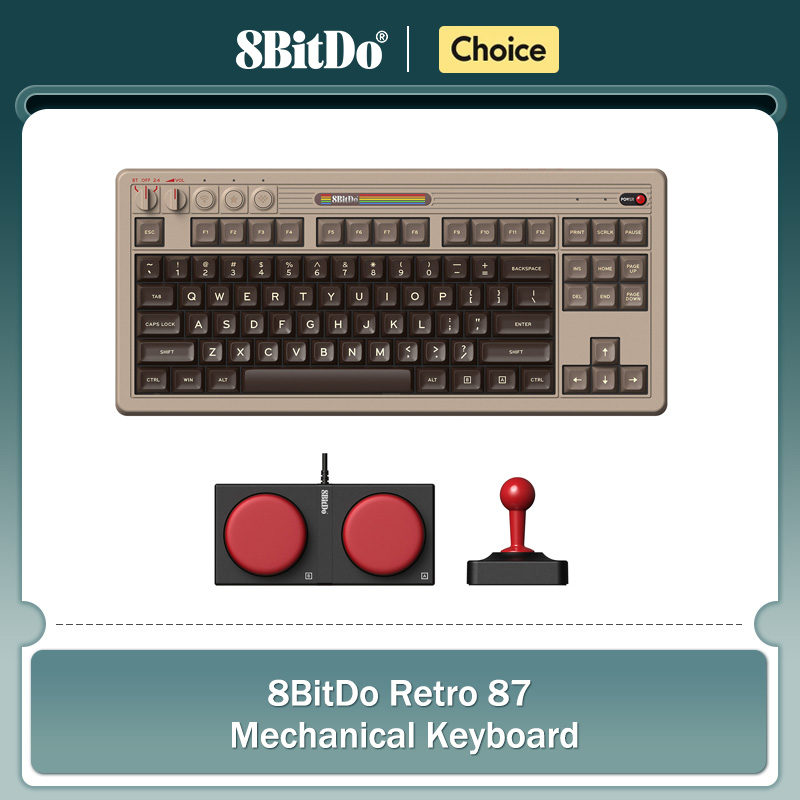 Gaming Keyboard Hot Swappable - 8BitDo Retro Mekanik Klavye, BT/2.4G/USB-C 87
