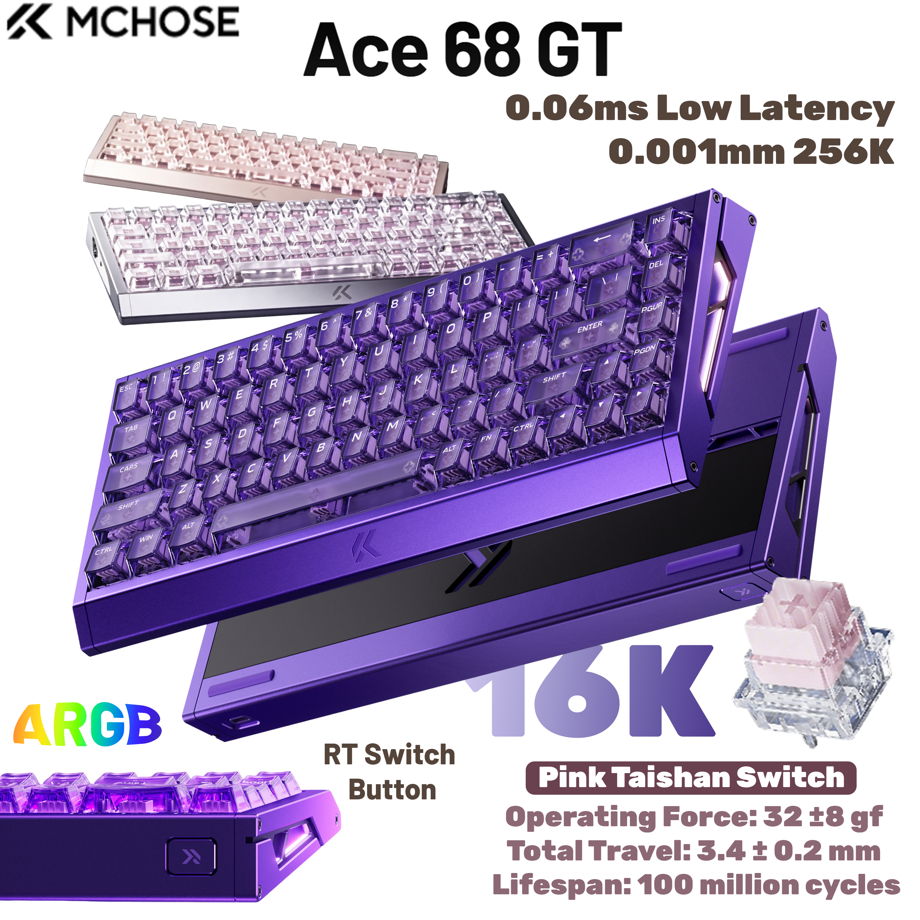 Gaming Keyboard Hot Swappable - MCHOSE Ace 68 GT Alüminyum Alaşımlı