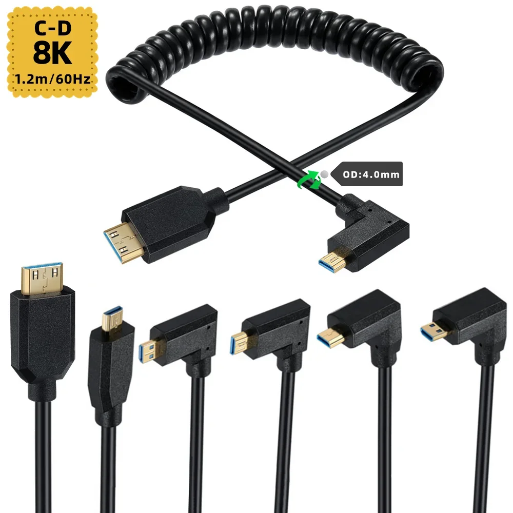 Coiled Usb Cable - 2.1 Sürüm 8K@60Hz 4K@120Hz Mikro HDMI