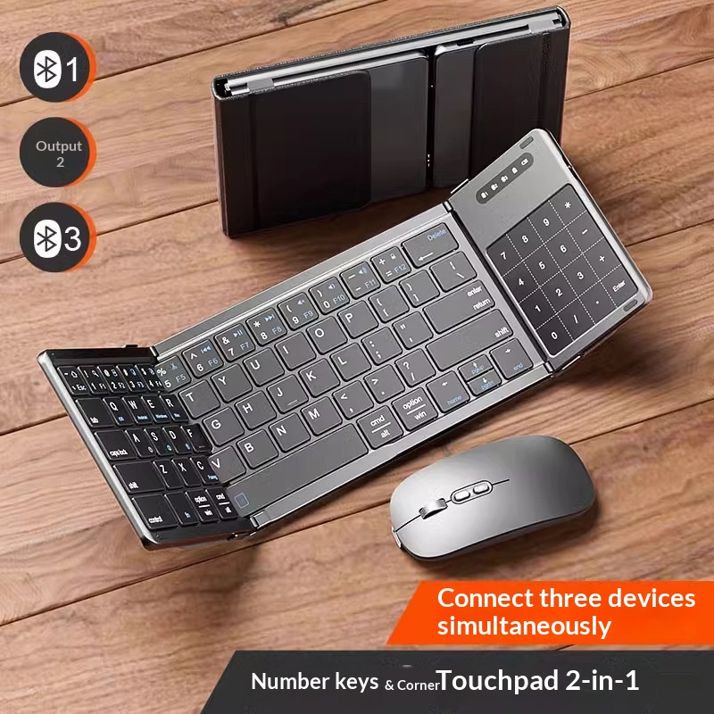 Gaming Keyboard Wireless - Mengzu Üç Katlı Kablosuz Bluetooth Klavye,