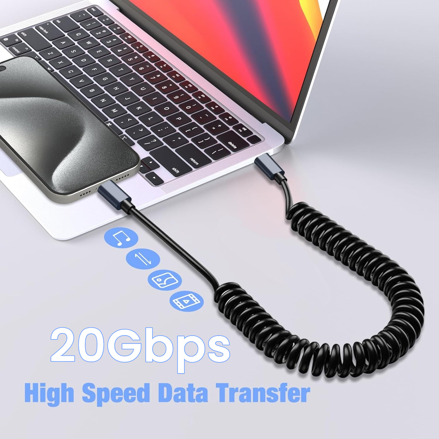 1.5m USB C - C Sarmal Yaylı Ka - Coiled Usb Cable incelemesi ve fiyatı