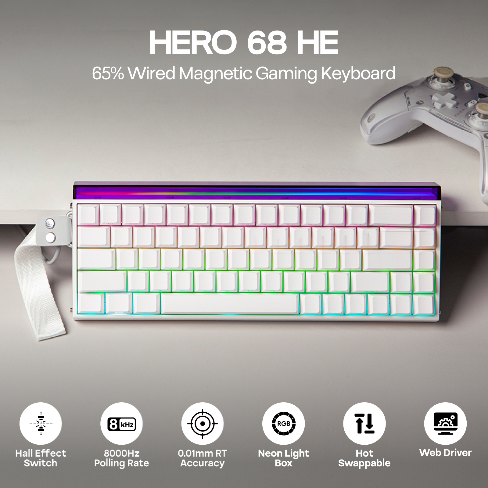 AULA Hero68 HE 65% ANSI QWERTY - Gaming Keyboard Hall Effect Switches incelemesi ve fiyatı